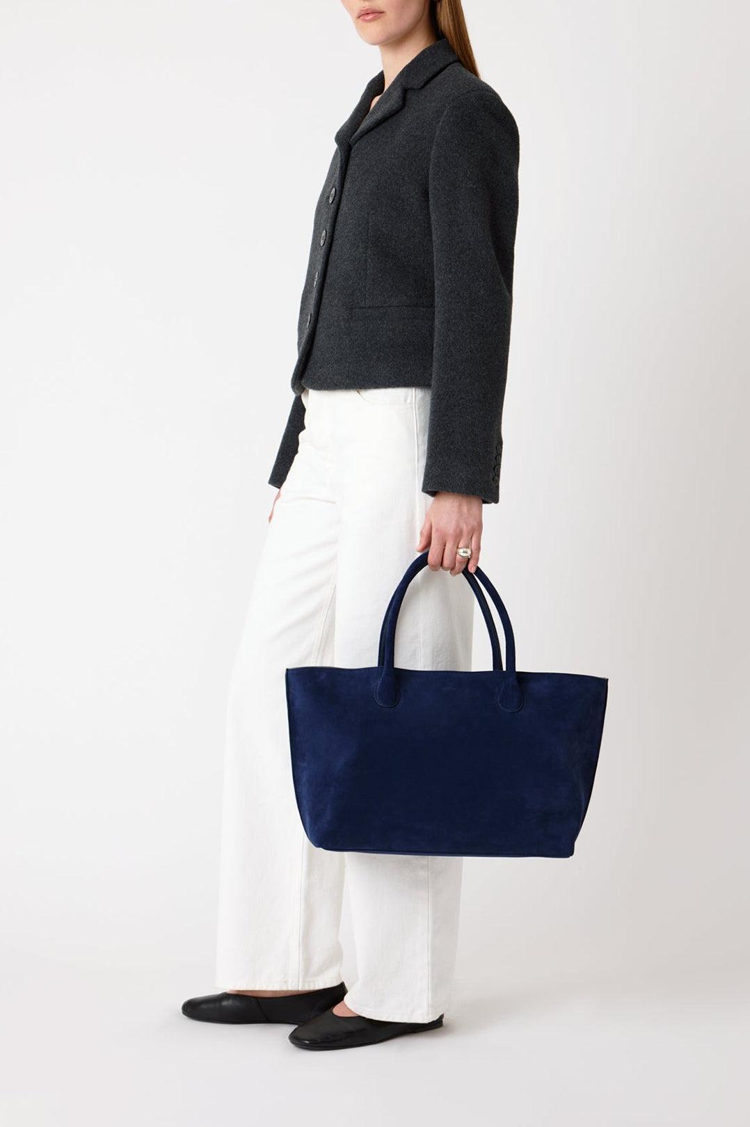 Lie Studio-The grace tote midnight blue suede-dgallerystore