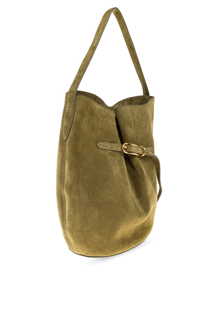 Liffner-Belted Bucket bag large army suede-dgallerystore