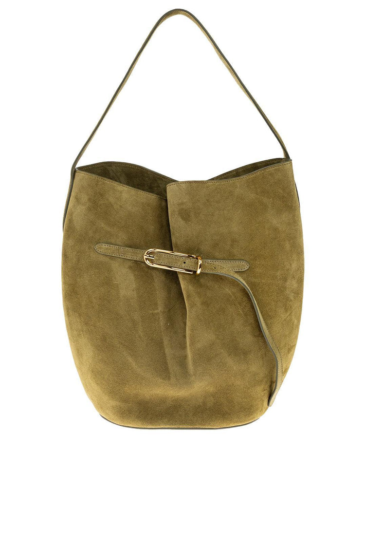 Liffner-Belted Bucket bag large army suede-dgallerystore