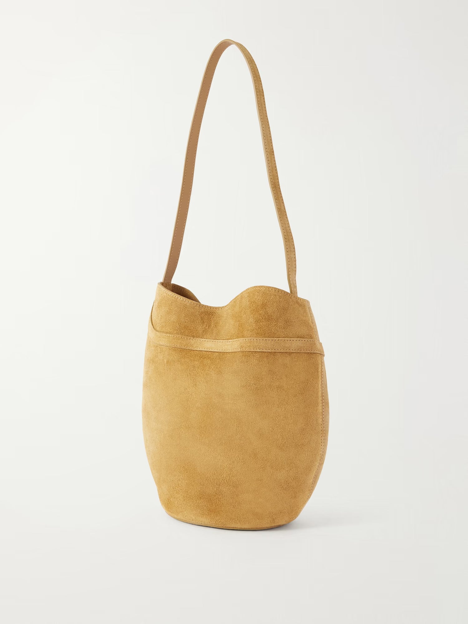 Liffner-Belted bucket bag cow suede sand-dgallerystore