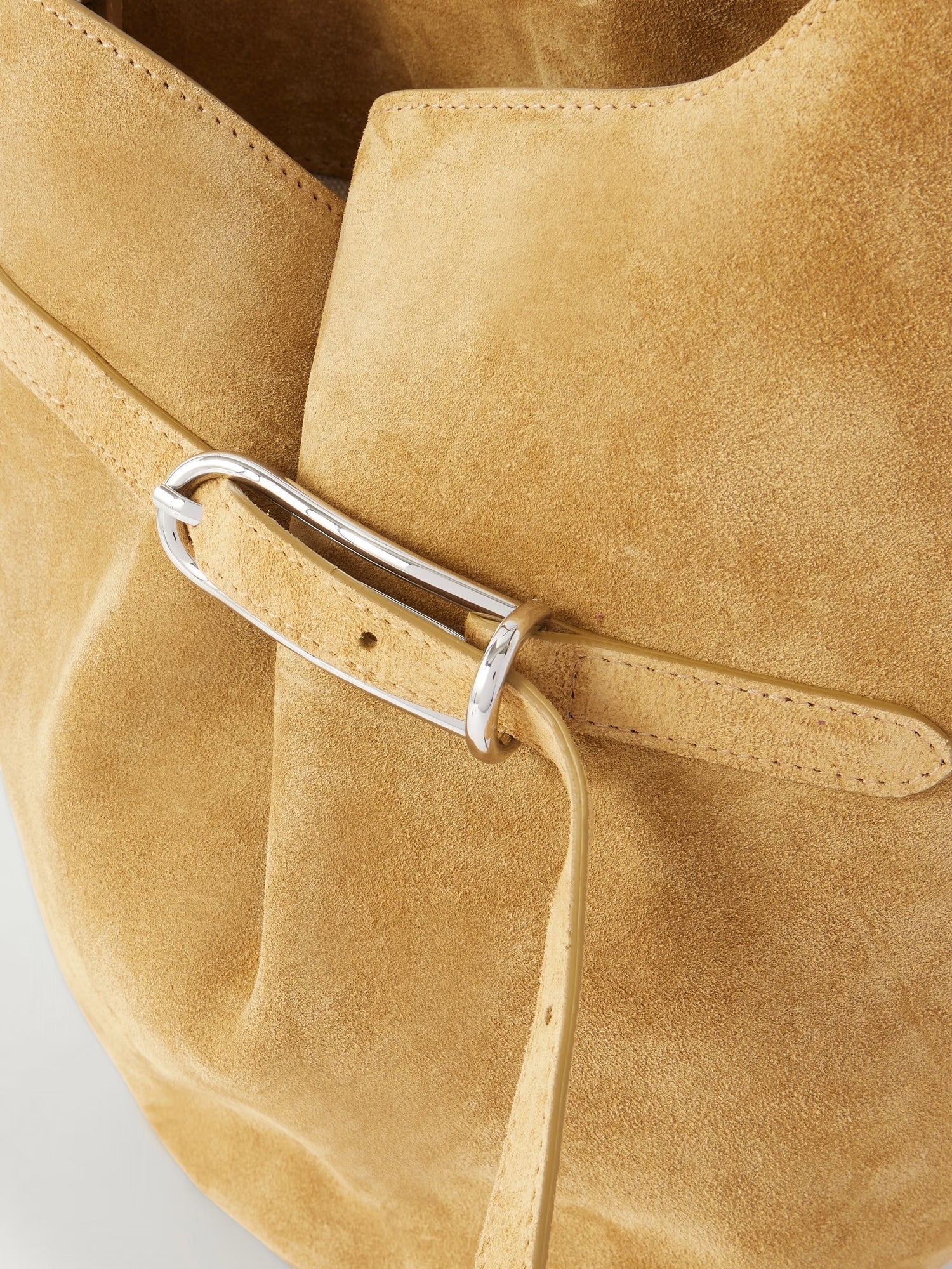 Liffner-Belted bucket bag cow suede sand-dgallerystore