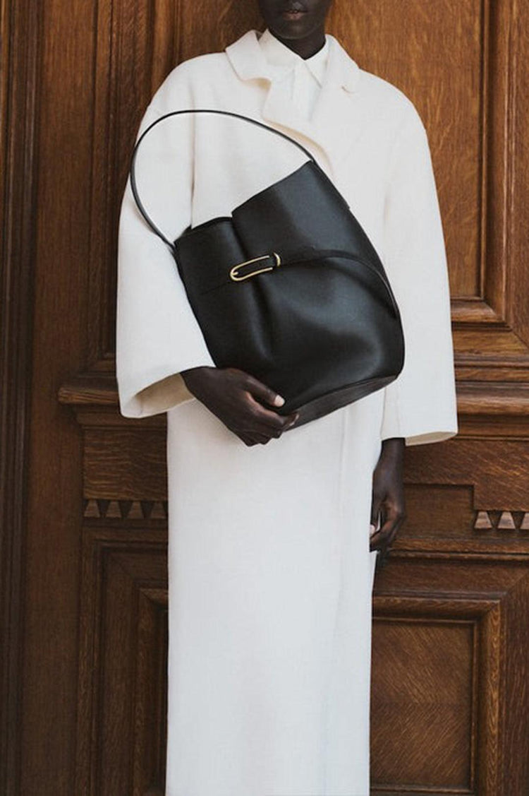 Liffner-Belted bucket bag large black vintage leather-dgallerystore