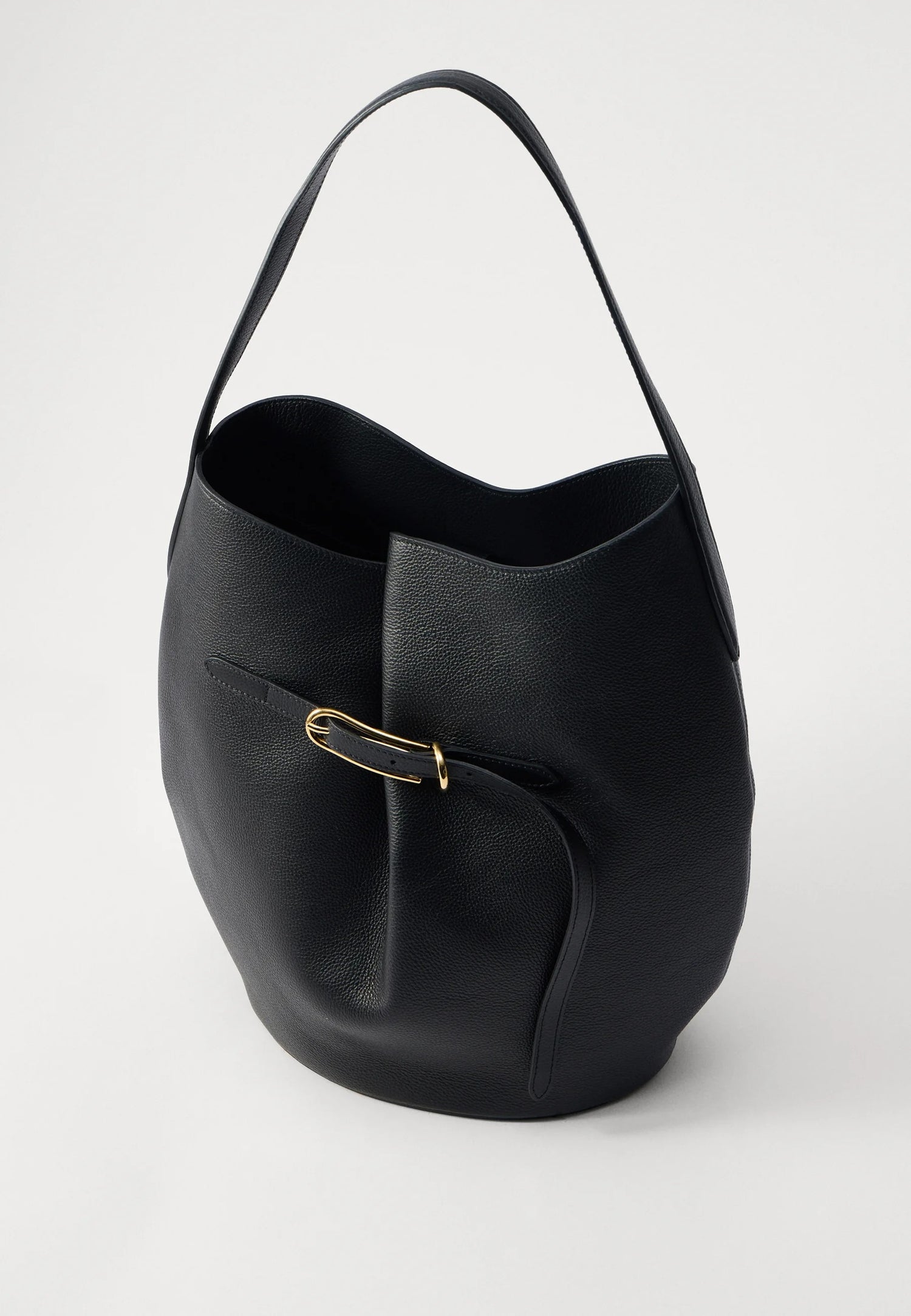 Liffner-Belted bucket bag large calf leather black-dgallerystore