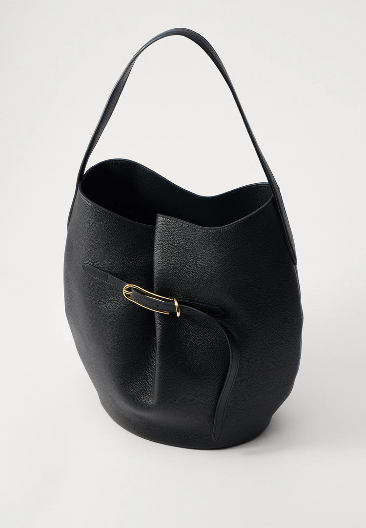 Liffner-Belted bucket bag large calf leather black-dgallerystore