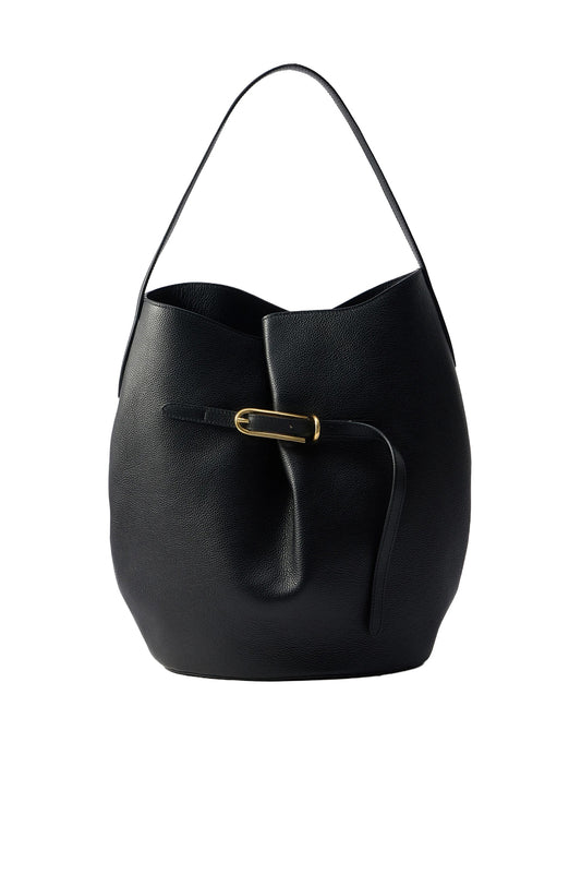 Liffner-Belted bucket bag large calf leather black-dgallerystore