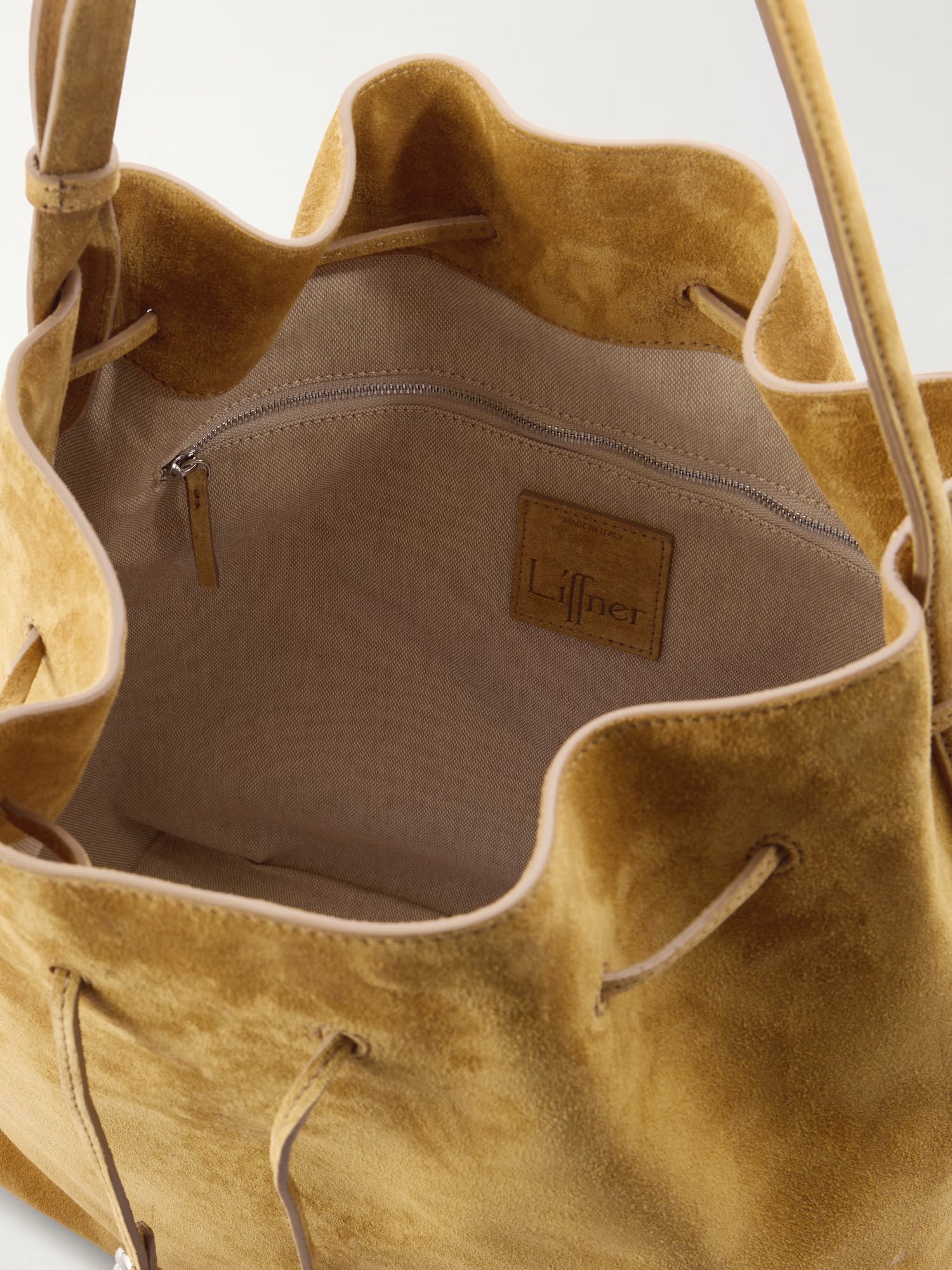 Liffner-Charm bucket cow suede sand-dgallerystore