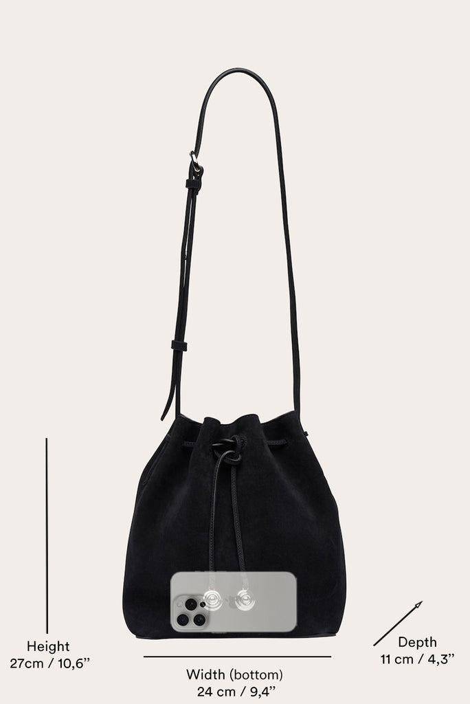 Liffner-Charm bucket small dark brown suede-dgallerystore