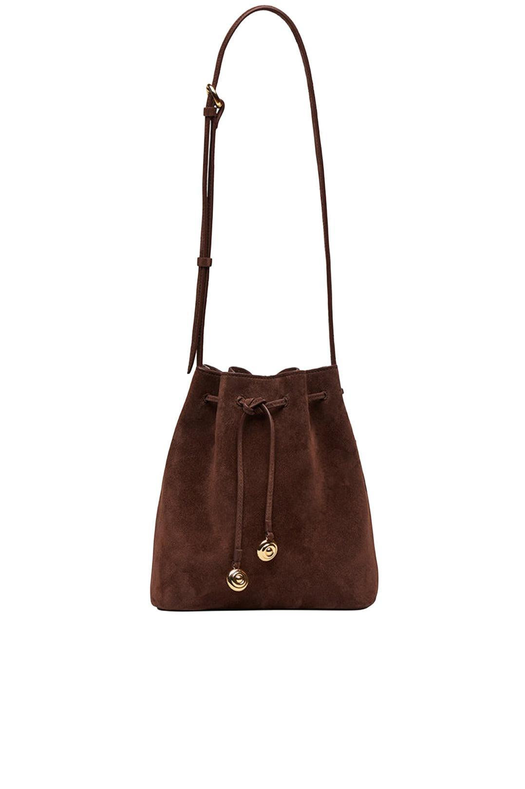 Liffner-Charm bucket small dark brown suede-dgallerystore