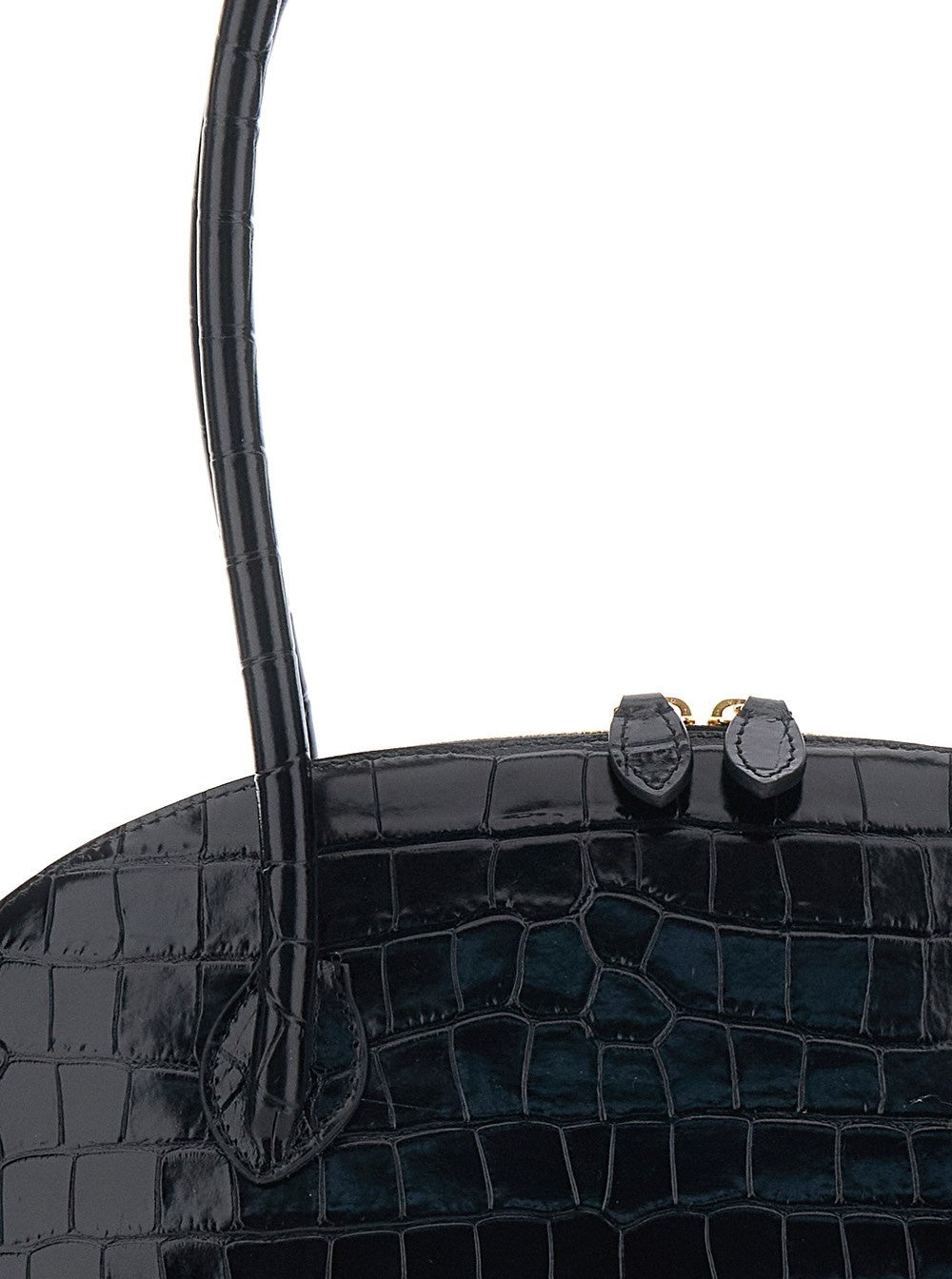 Liffner-EW DOME BAG CROC EMBOSSED CALF LEATHER BLACK-dgallerystore