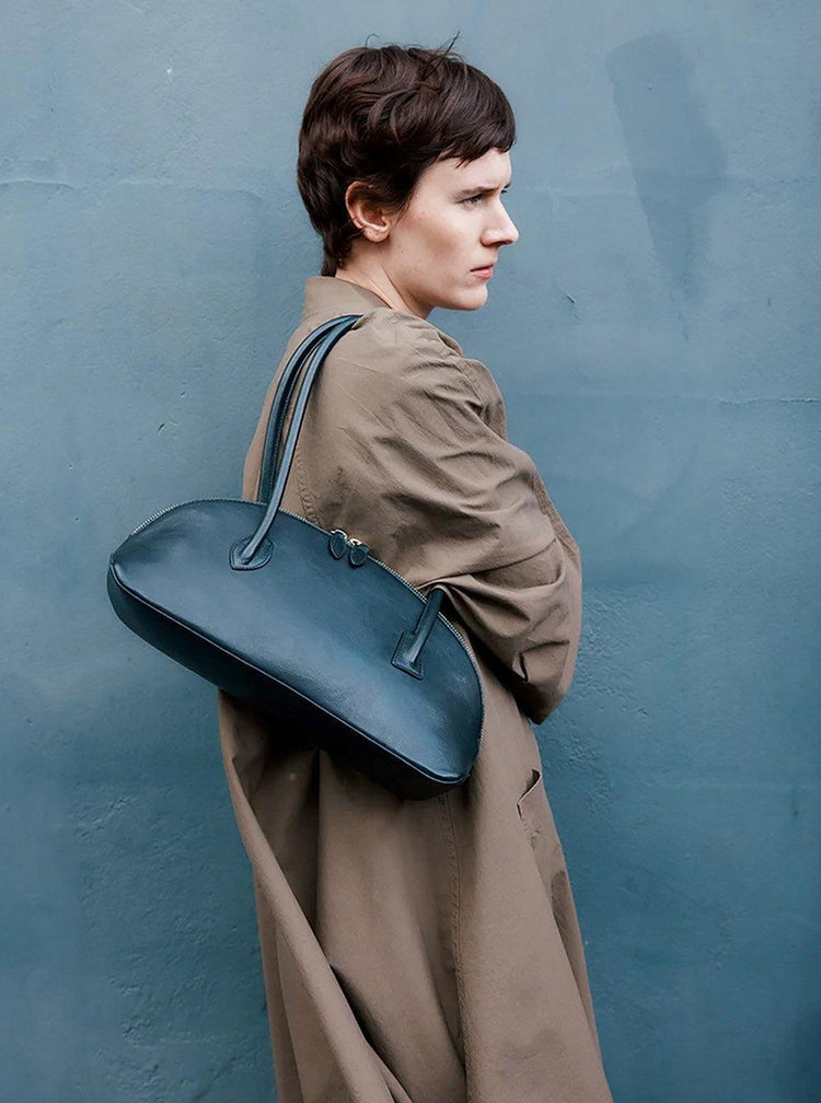 Liffner-EW DOME BAG CROC EMBOSSED CALF LEATHER BLACK-dgallerystore