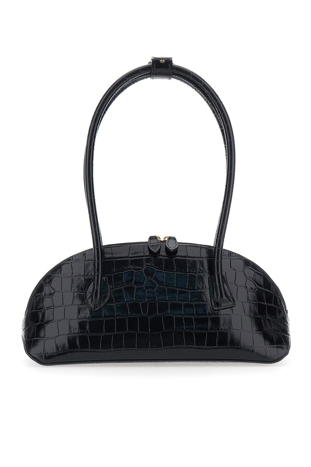 Liffner-EW DOME BAG CROC EMBOSSED CALF LEATHER BLACK-dgallerystore