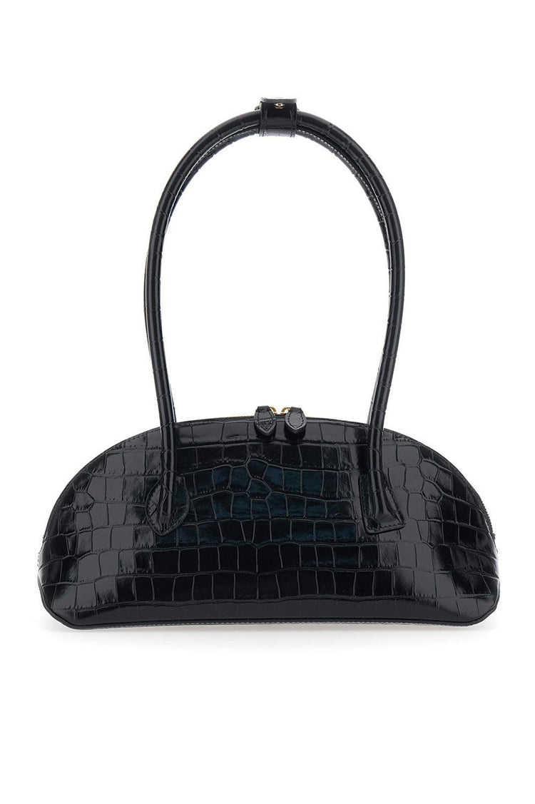 Liffner-EW DOME BAG CROC EMBOSSED CALF LEATHER BLACK-dgallerystore
