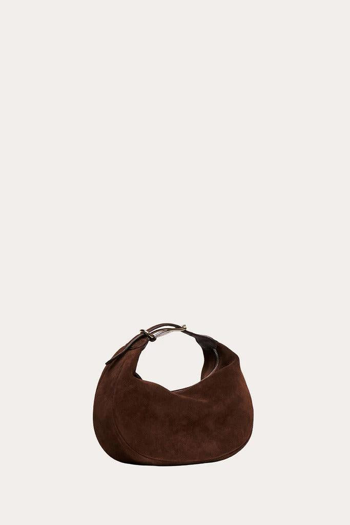 Liffner-Moon Pouch Dark Brown Suede-dgallerystore