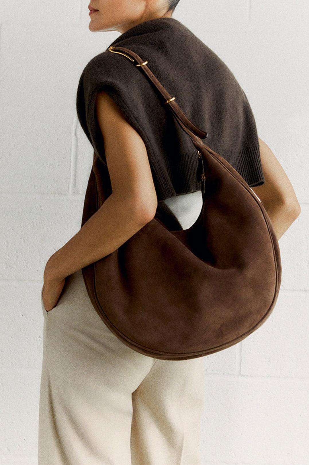 Liffner-Moon hobo dark brown suede-dgallerystore