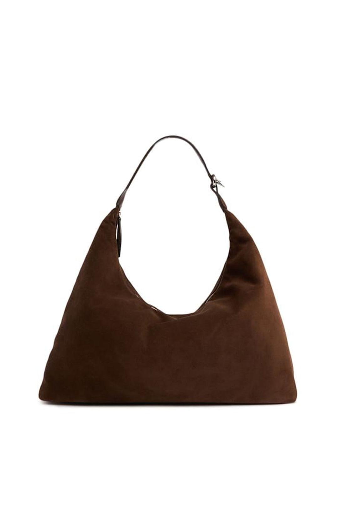 Liffner-Pillow Hobo Suede Dark Brown-dgallerystore