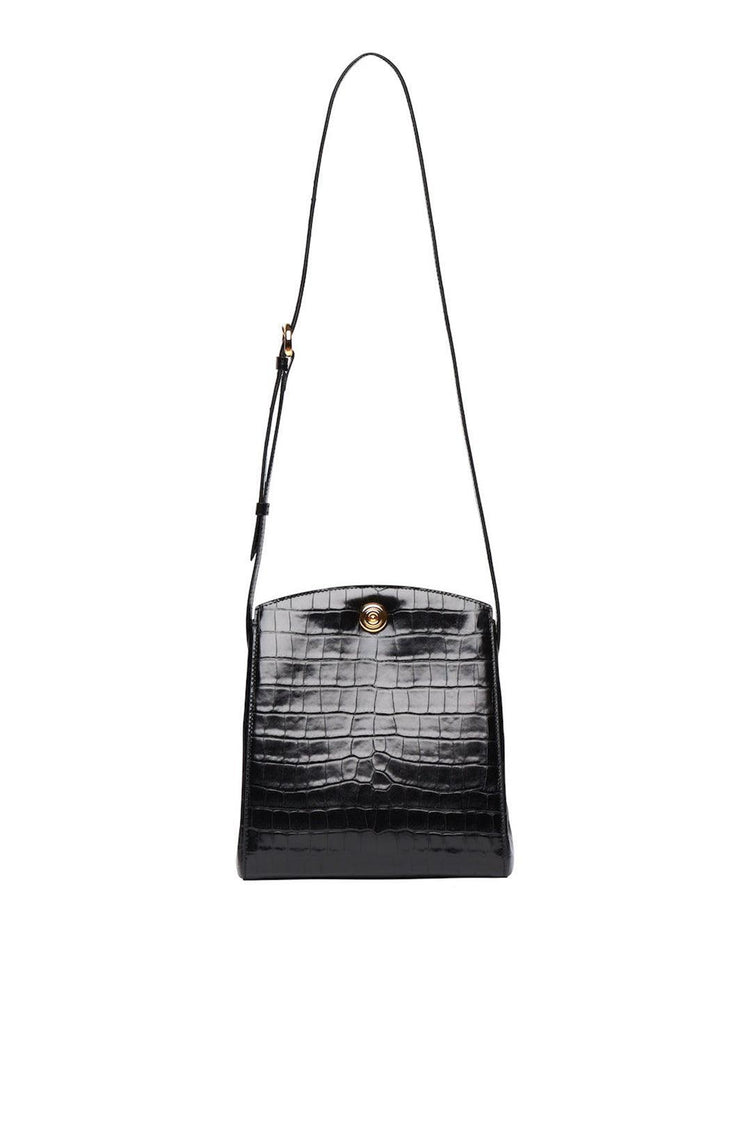 Liffner-Pushlock crossbody bag black croc-dgallerystore