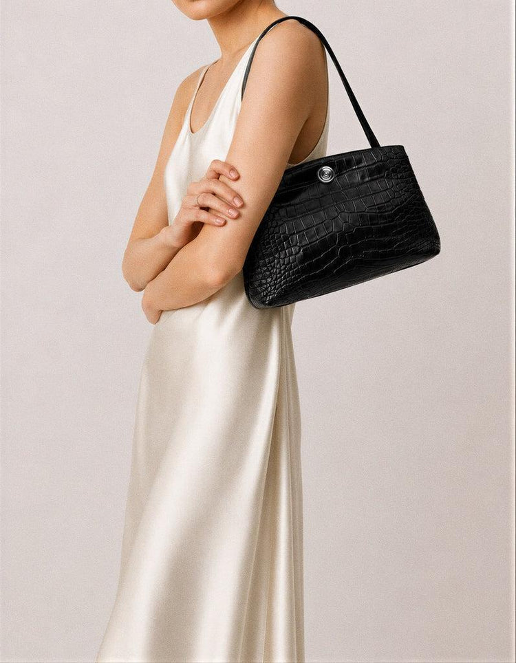 Liffner-Pushlock pouch black croc-dgallerystore