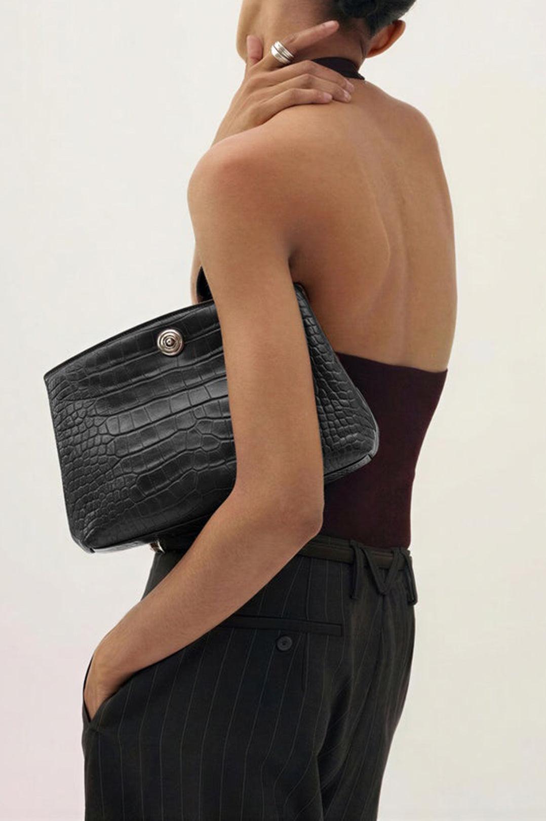 Liffner-Pushlock pouch black croc-dgallerystore