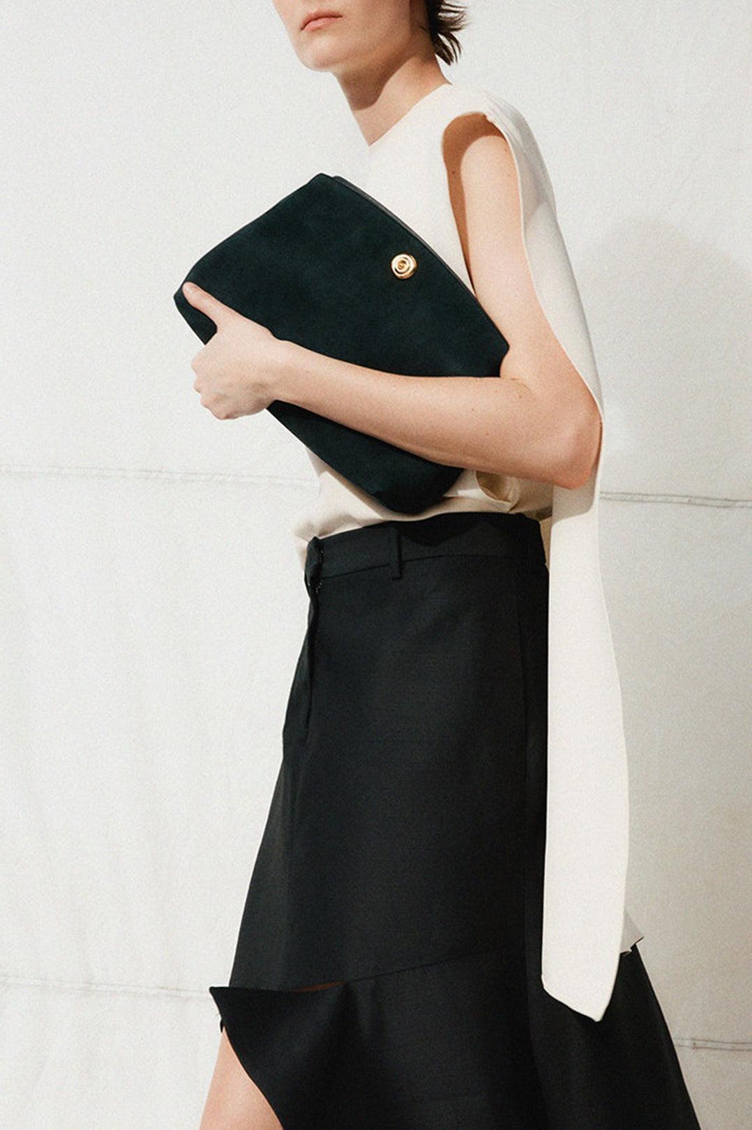 Liffner-Pushlock pouch black suede-dgallerystore