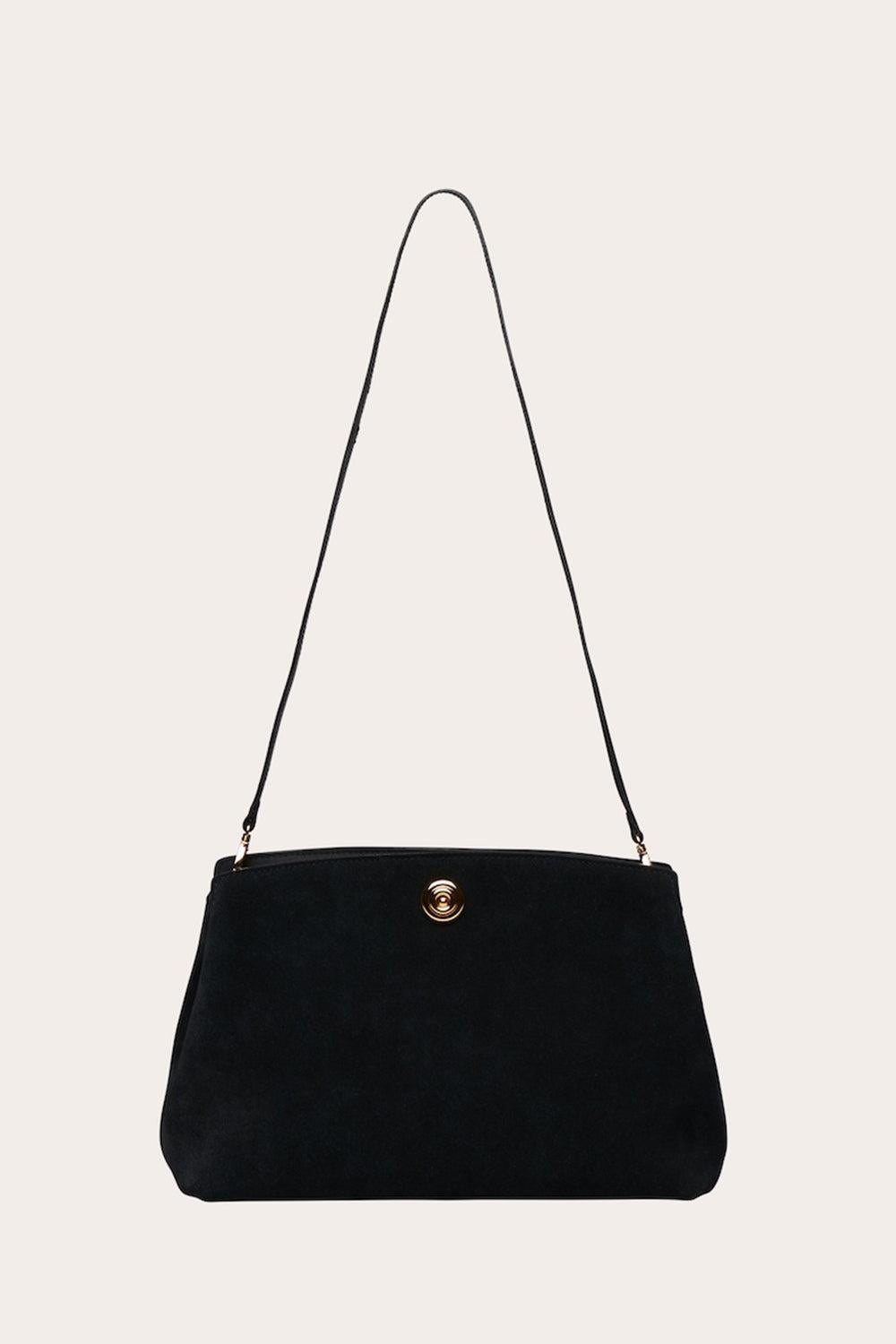Liffner-Pushlock pouch black suede-dgallerystore