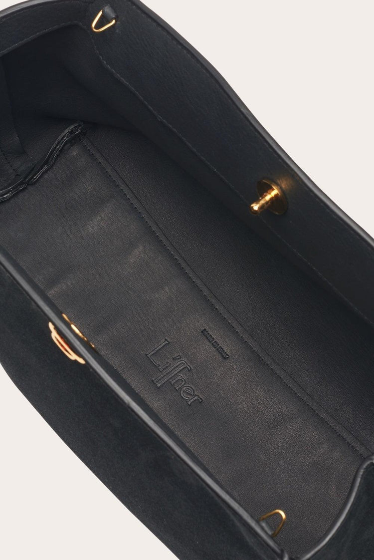 Liffner-Pushlock pouch black suede-dgallerystore