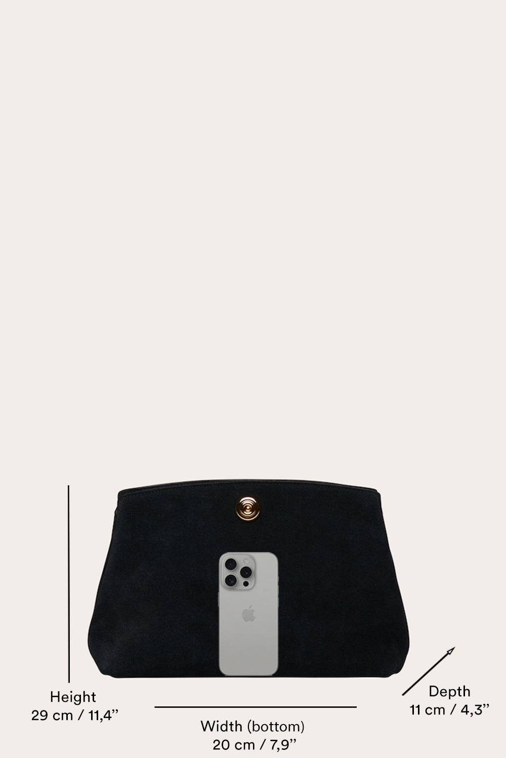 Liffner-Pushlock pouch black suede-dgallerystore