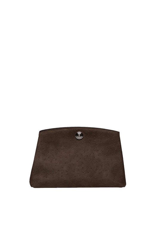 Liffner-Pushlock pouch dark brown ostrich-dgallerystore