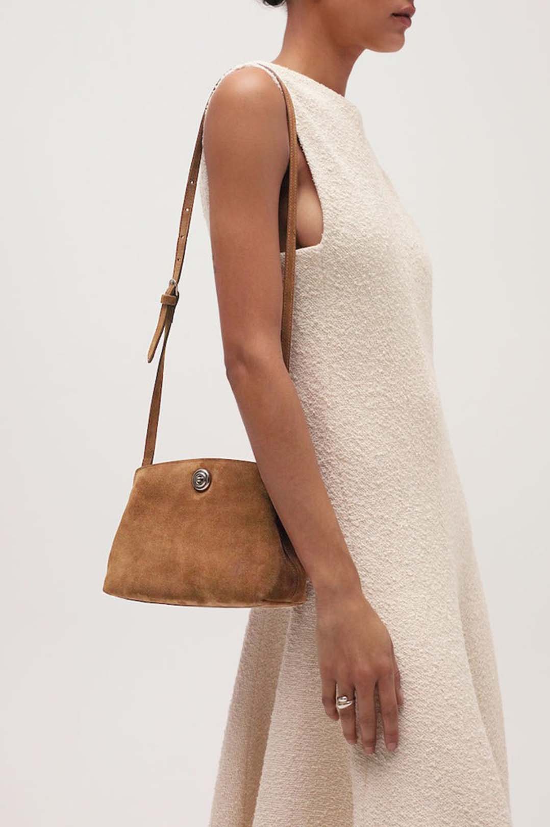 Liffner-Pushlock pouch mini light brown suede-dgallerystore
