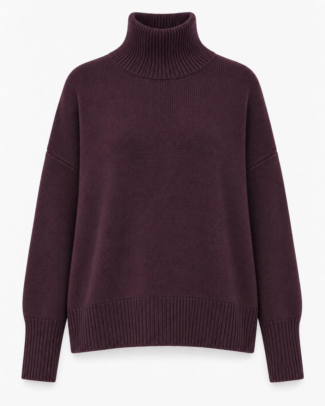 Lisa Yang-Lisa Yang Heidi Sweater in Deep Plum-dgallerystore
