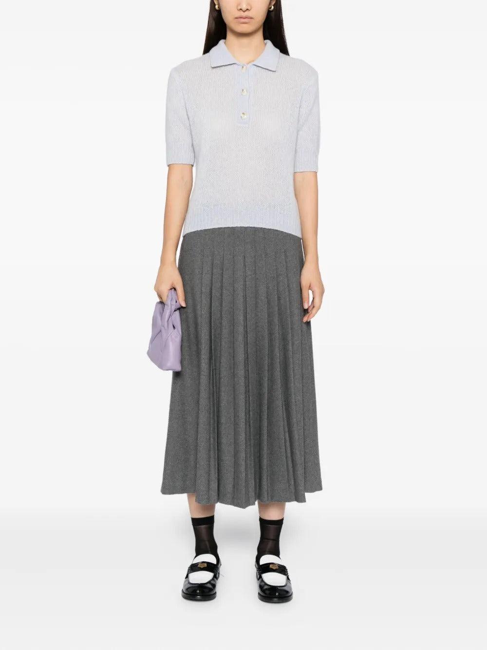 Lisa Yang-Lisa Yang Short-Sleeve Polo Masy cloudy-dgallerystore