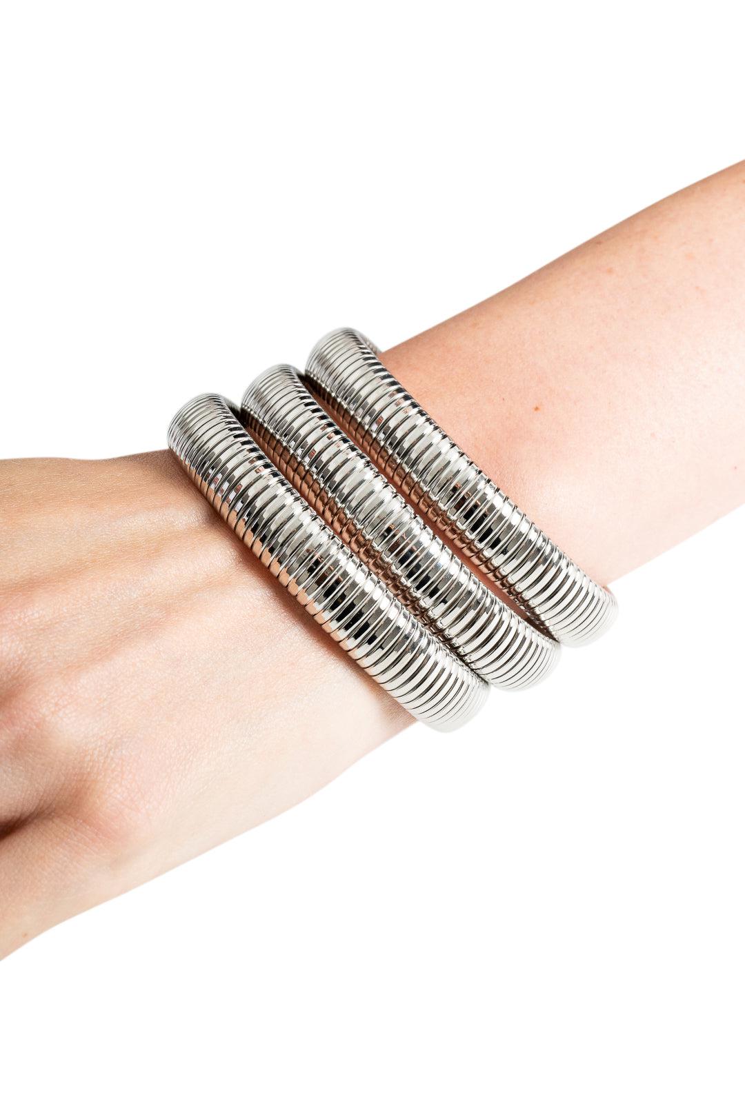 Luv Aj-Flex Snake Chain Bracelet Set-SS23-B-FSCBSET-S Silver-dgallerystore