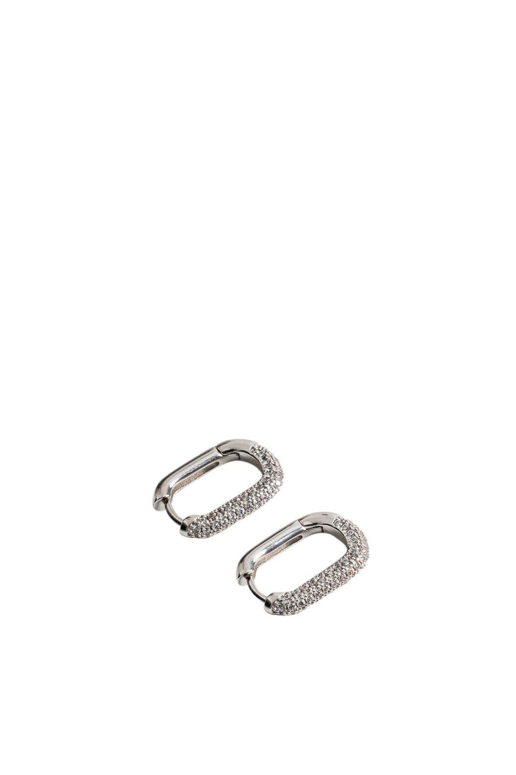 Luv Aj-Pave Chain Link Huggies-CH5-PCLH-S Silver-dgallerystore