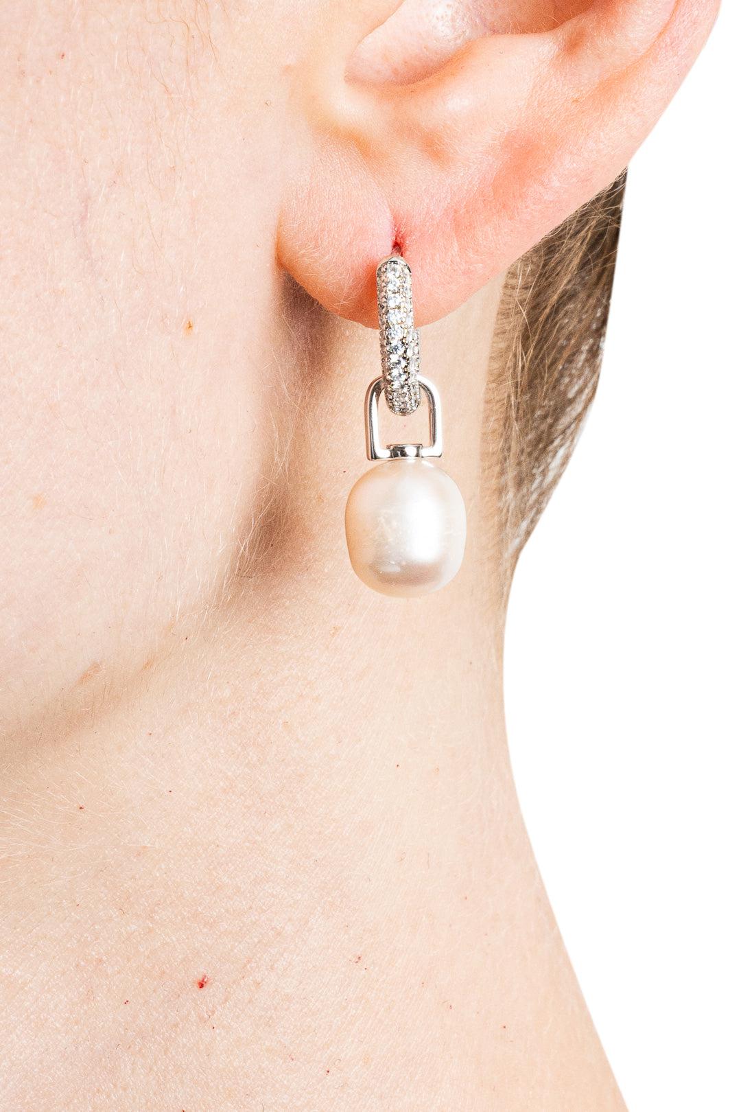 Luv Aj-Pave Pearl Amalfi Earrings-SM24-E-PPAH-S Silver-dgallerystore