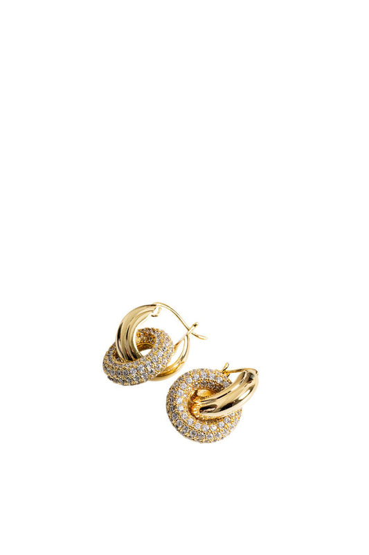 Luv Aj-The Pave Interlock Hoops-HOL19-E-PIH-G Gold-dgallerystore