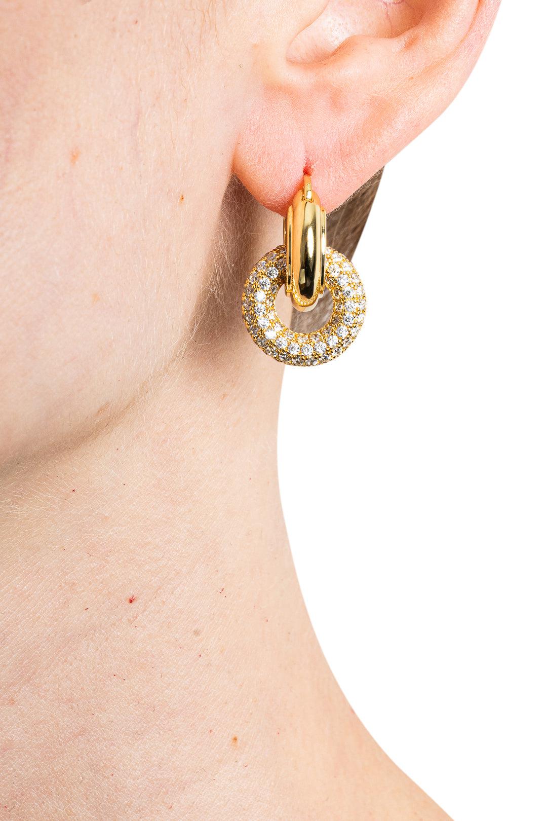 Pave Interlock Hoops Luv Aj Jewelry Pave Interlock Hoops-Neon