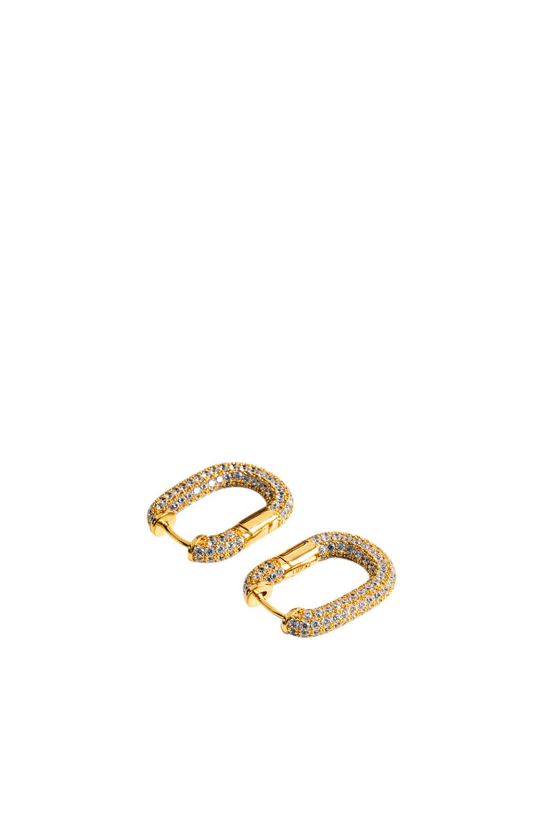 Luv Aj-XL Pave Chain Link Hoops-CH8-E-XLPCLH-G Gold-dgallerystore