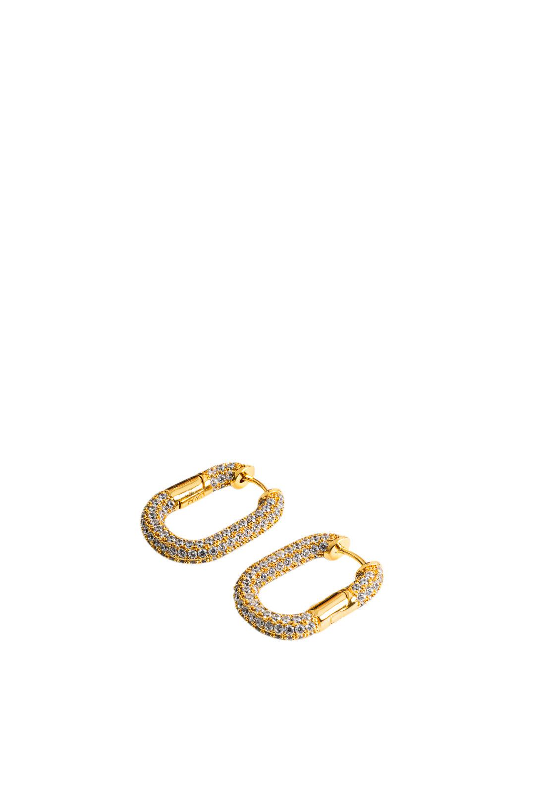 Luv Aj-XL Pave Chain Link Hoops-CH8-E-XLPCLH-G Gold-dgallerystore