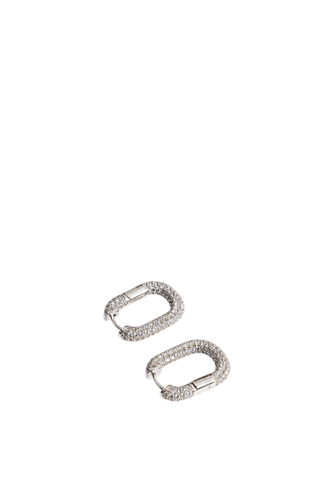 Luv Aj-XL Pave Chain Link Hoops-CH8-E-XLPCLH-S Silver-dgallerystore