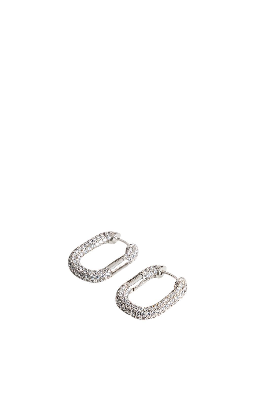 Luv Aj-XL Pave Chain Link Hoops-CH8-E-XLPCLH-S Silver-dgallerystore