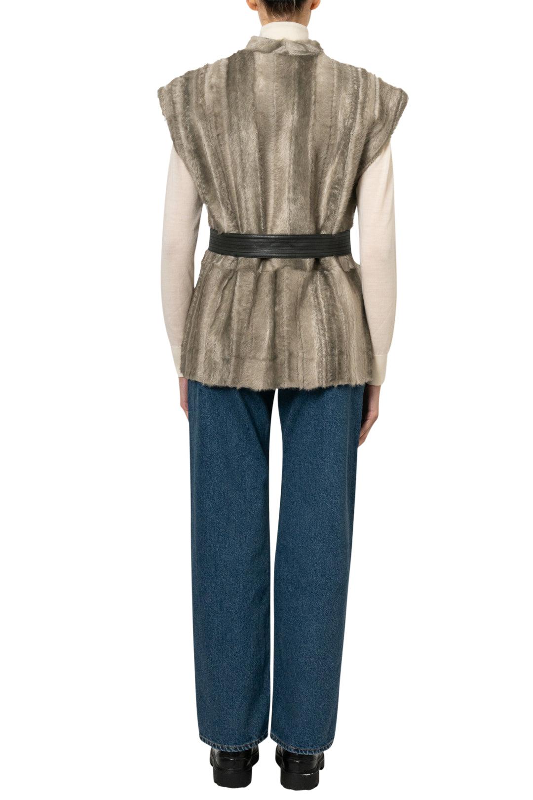 Lvir-Faux Fur Over Shoulder Vest-LV21F-JK23-dgallerystore