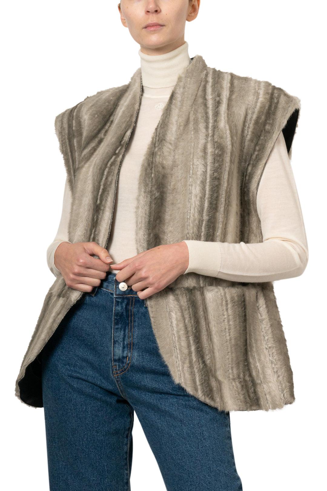 Lvir-Faux Fur Over Shoulder Vest-LV21F-JK23-dgallerystore