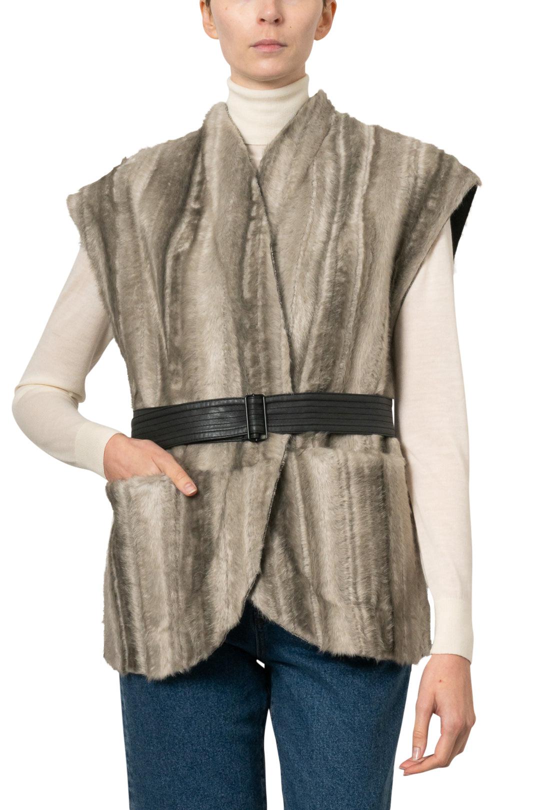 Lvir-Faux Fur Over Shoulder Vest-LV21F-JK23-dgallerystore