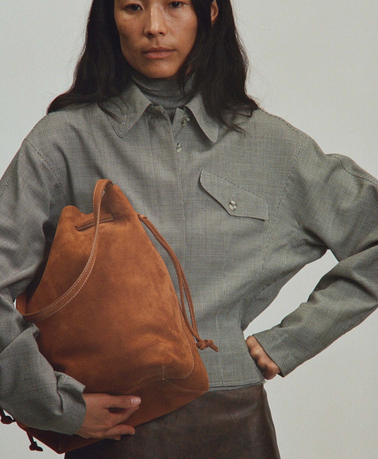 Mansur Gavriel-Drawstring Cabas bucket Saddle-dgallerystore