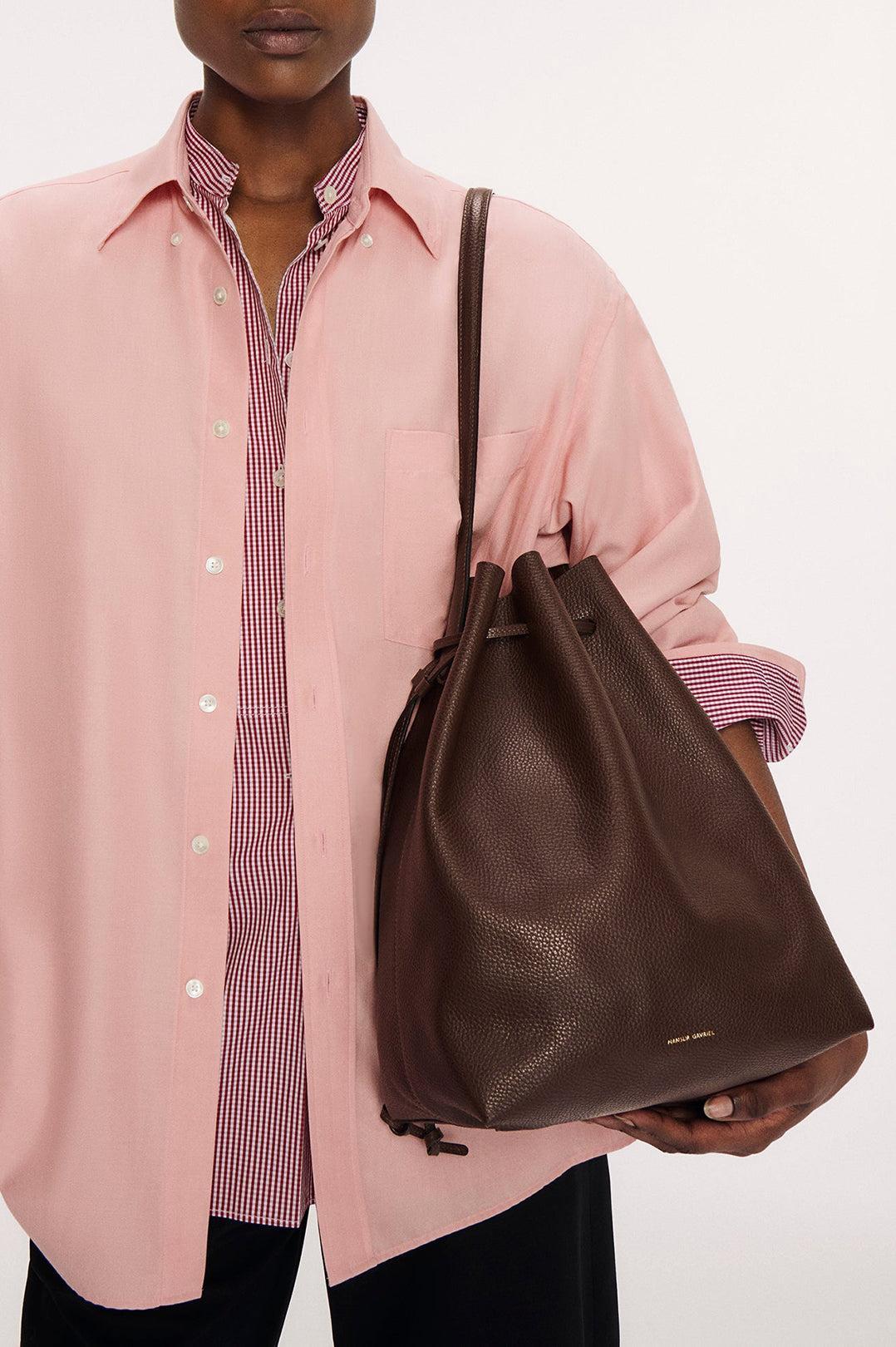 Mansur Gavriel-Drawstring Cabas bucket chocolate-dgallerystore