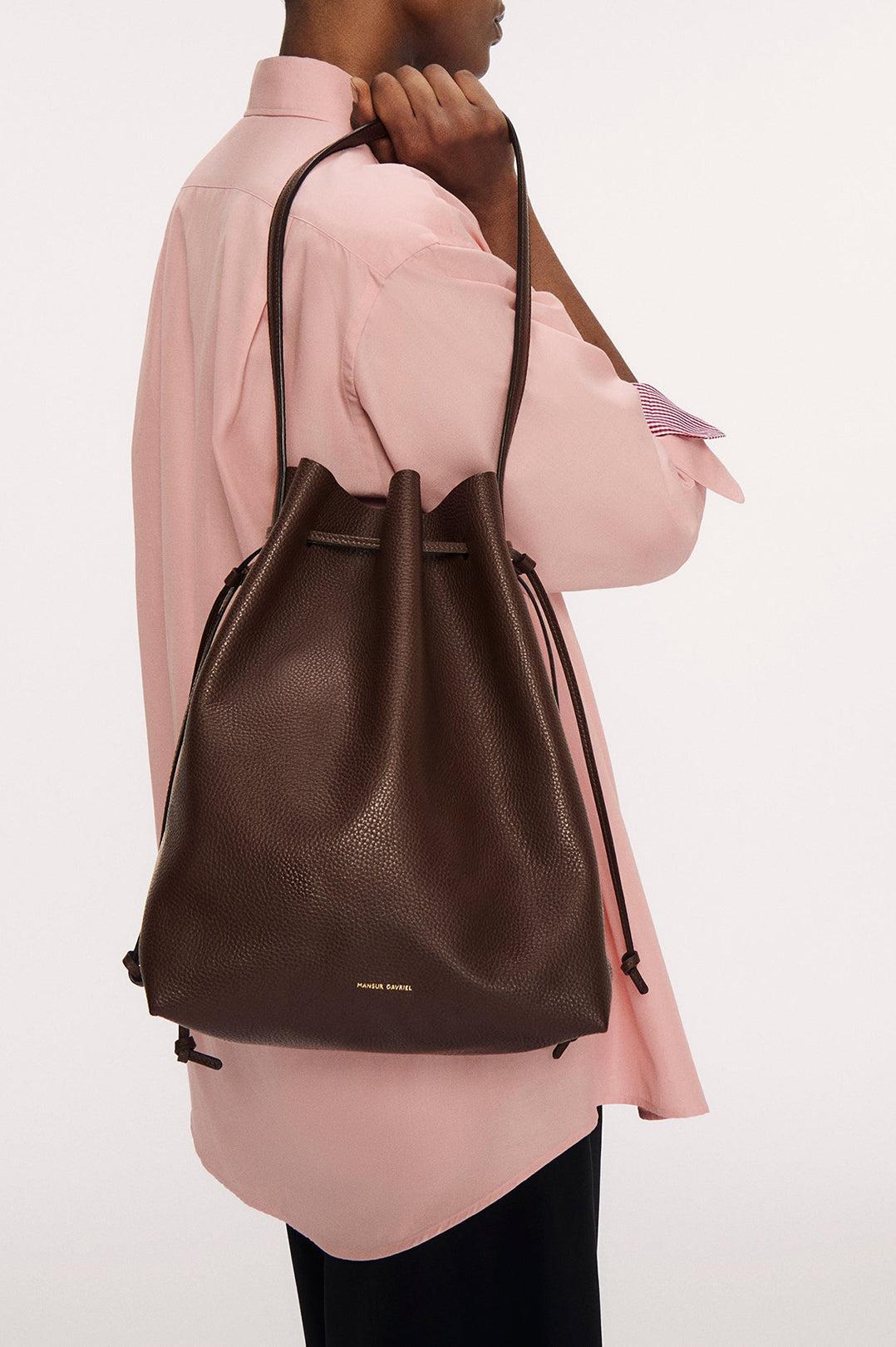 Mansur Gavriel-Drawstring Cabas bucket chocolate-dgallerystore