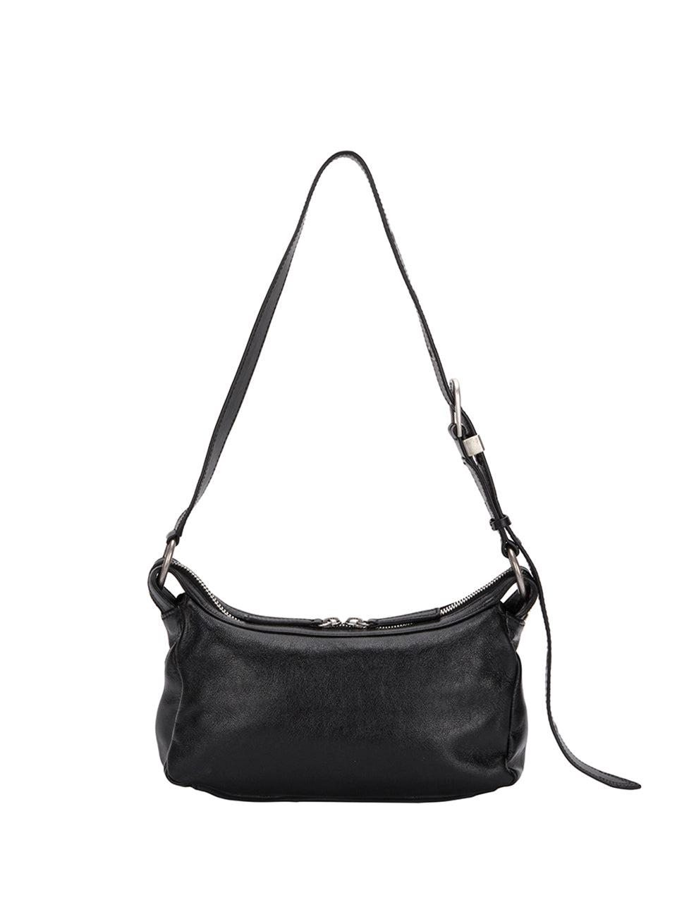 Margesherwood-OUTPOCKET HOBO MINI black glossy plain bag-EE047335-dgallerystore