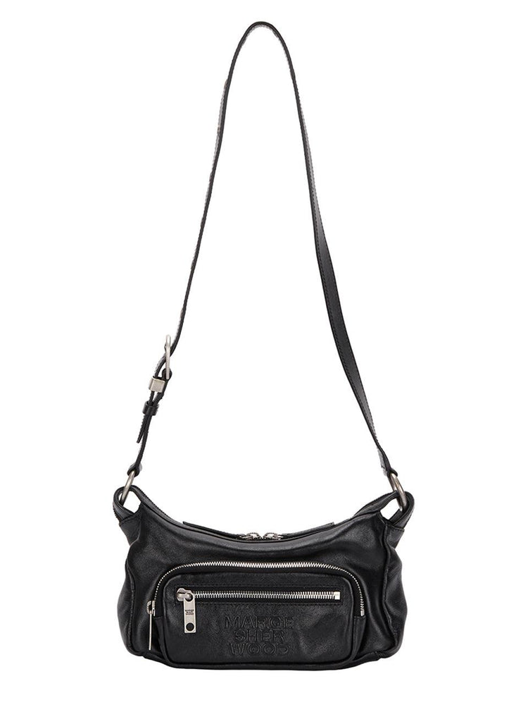 Margesherwood-OUTPOCKET HOBO MINI black glossy plain bag-EE047335-dgallerystore