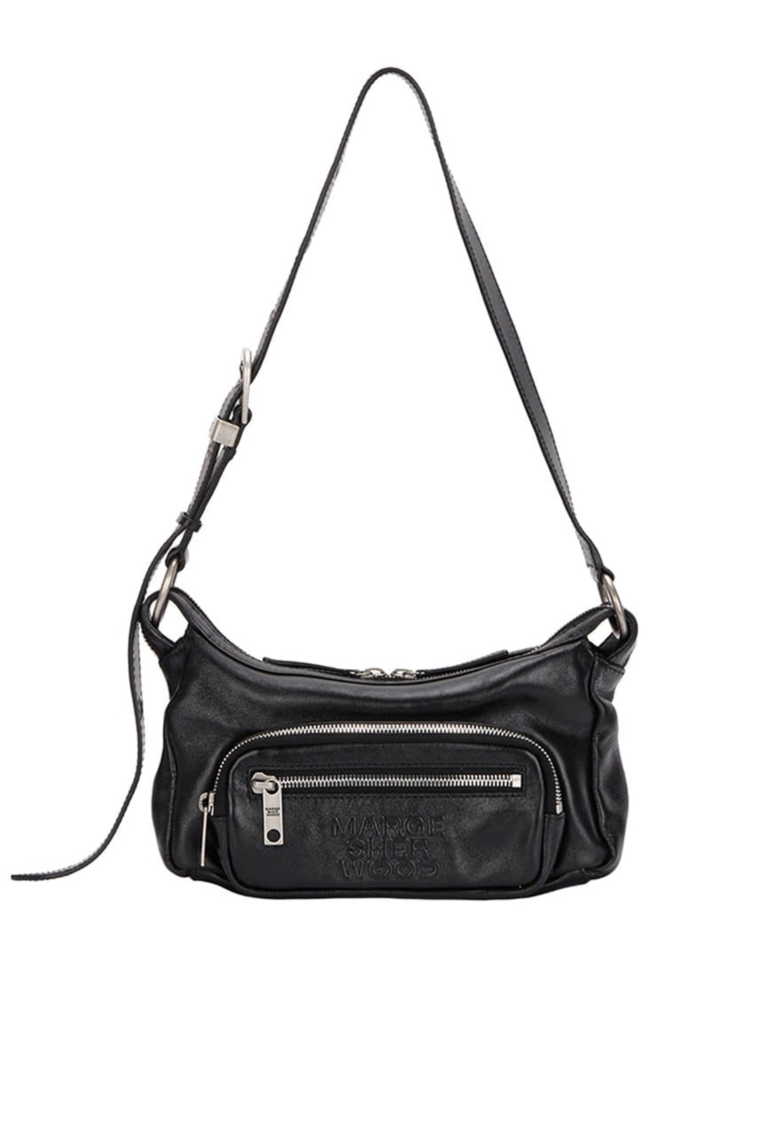 Margesherwood-OUTPOCKET HOBO MINI black glossy plain bag-EE047335-dgallerystore