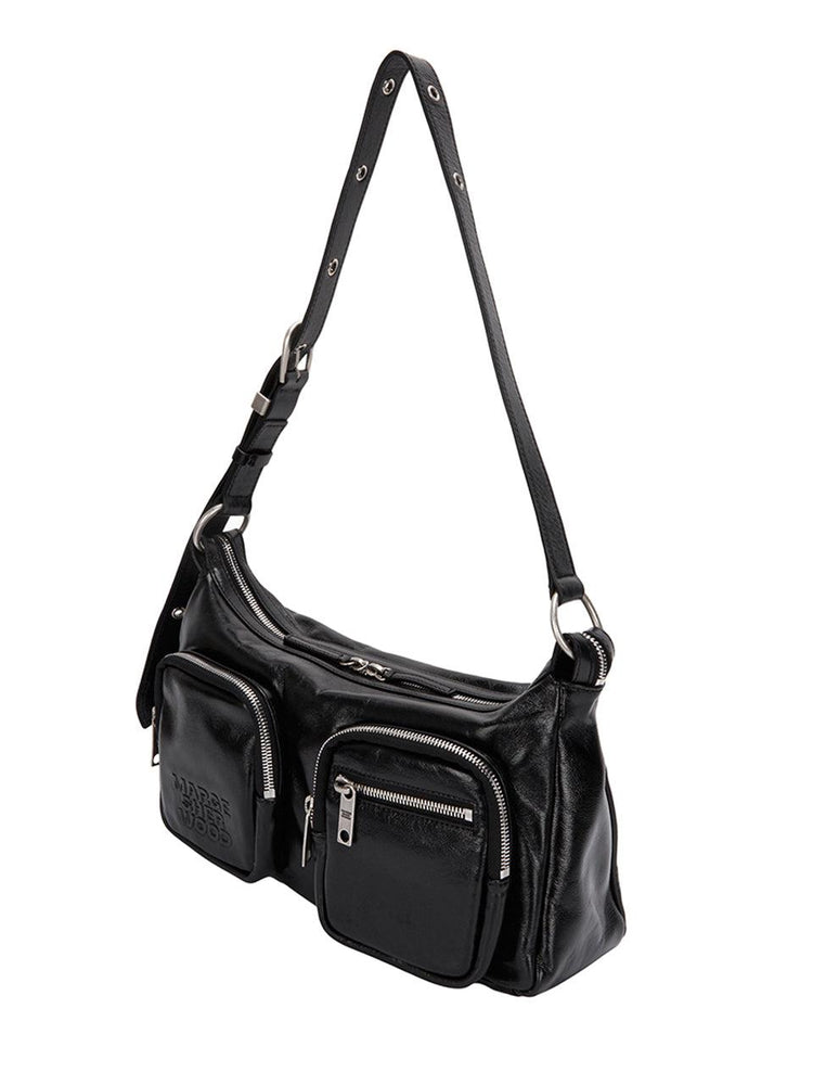 Margesherwood-OUTPOCKET HOBO black glossy plain-EE047345-dgallerystore