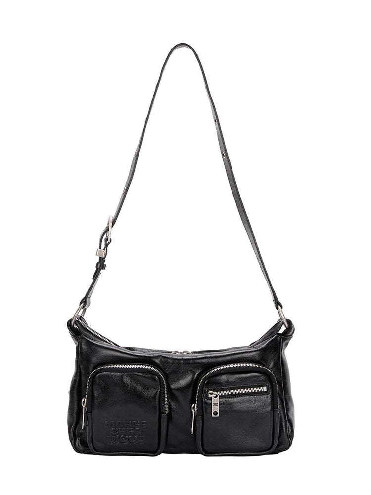 Margesherwood-OUTPOCKET HOBO black glossy plain-EE047345-dgallerystore